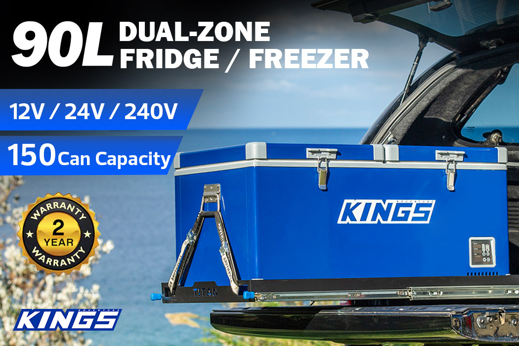 Kings 90L Camping Fridge Freezer Dual Zone Portable Car Caravan Cooler